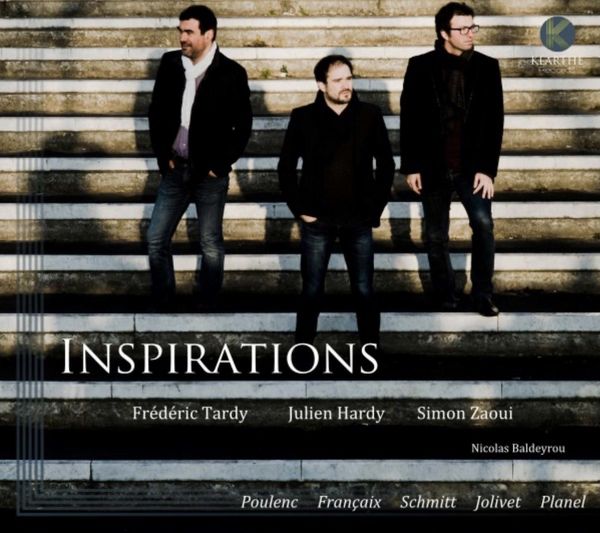 Pochette du disque Inspirations : trois musiciens debout sur un grand escalier de pierre